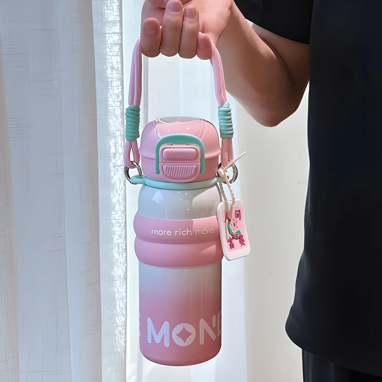 Money Portable Water Bottel Straw Cup With Lid ( Pack of 1 )