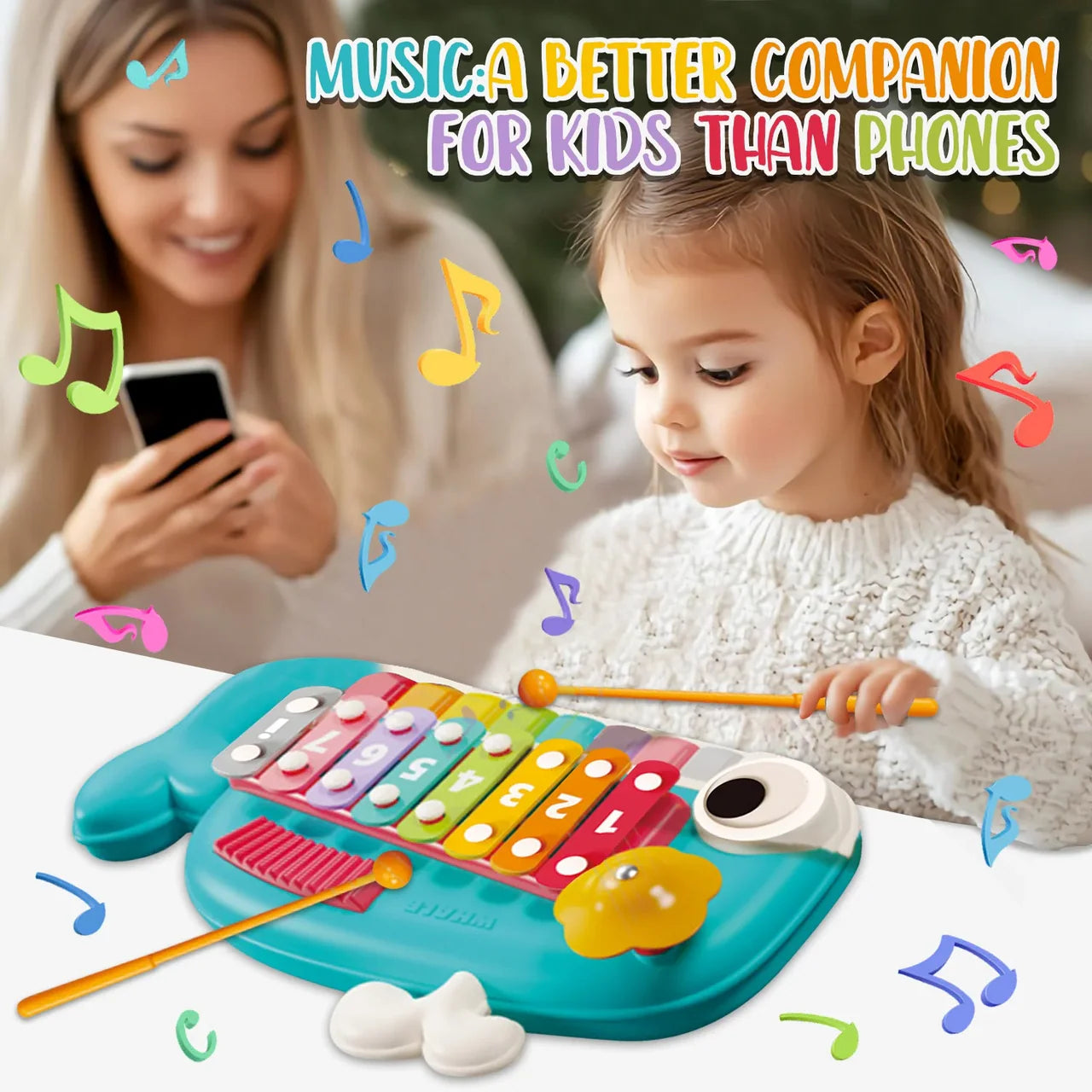 2-in-1 Musical Whale Toy - Baby Piano & Xylophone Educational Instrument Set Main image