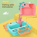 Dinosaur Kitchen Sink Playset - 2-in-1 Fishing Toy with Water Circulation