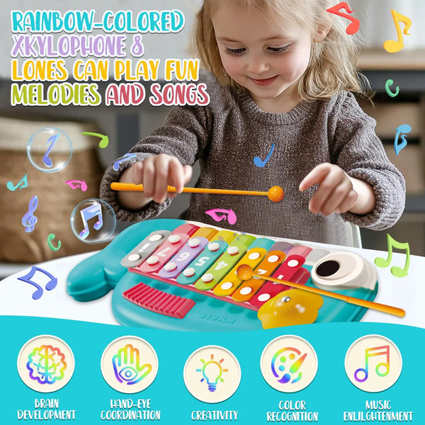 2-in-1 Musical Whale Toy - Baby Piano & Xylophone Educational Instrument Set