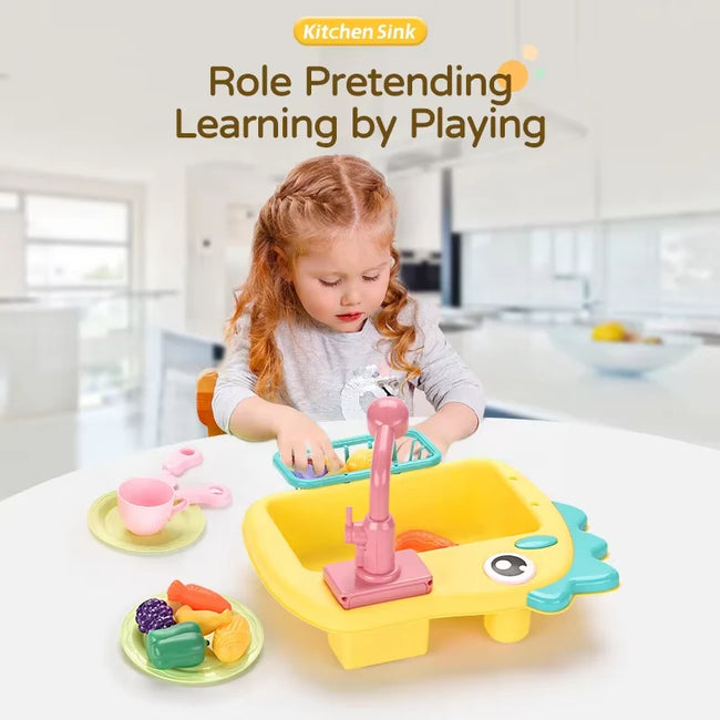 Dinosaur Kitchen Sink Playset - 2-in-1 Fishing Toy with Water Circulation Main Image