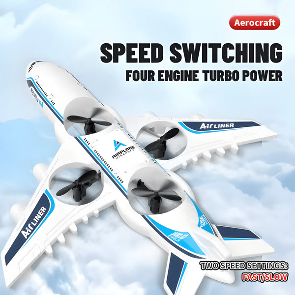 2.4GHz RC Airplane - Remote Control Airliner Drone with LED Lights