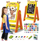 Deer-Shaped Magnetic Easel Board - 2-in-1 Whiteboard & Chalkboard for Kids