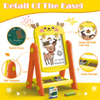 Deer-Shaped Magnetic Easel Board - 2-in-1 Whiteboard & Chalkboard for Kids