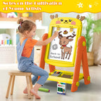 Deer-Shaped Magnetic Easel Board - 2-in-1 Whiteboard & Chalkboard for Kids