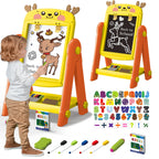 Deer-Shaped Magnetic Easel Board - 2-in-1 Whiteboard & Chalkboard for Kids