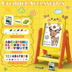 Deer-Shaped Magnetic Easel Board - 2-in-1 Whiteboard & Chalkboard for Kids