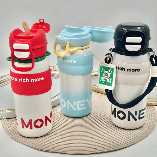 Money Portable Water Bottel Straw Cup With Lid ( Pack of 1 )