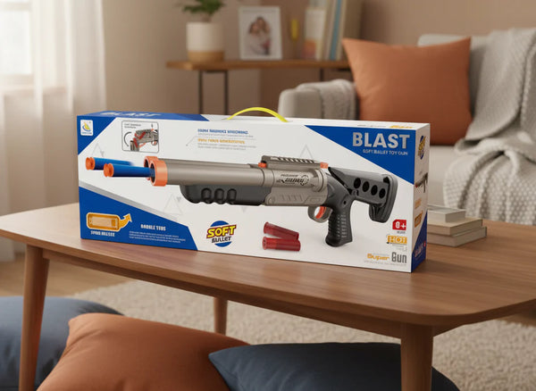 Tactical Double Barrel Foam Dart Blaster - Pump-Action with Shell Ejection