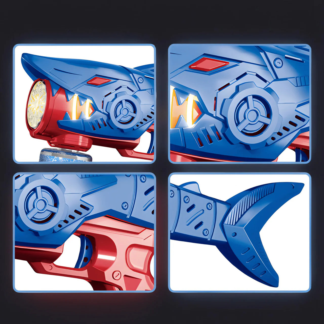 33-Hole Shark Bubble Gun with LED Lights