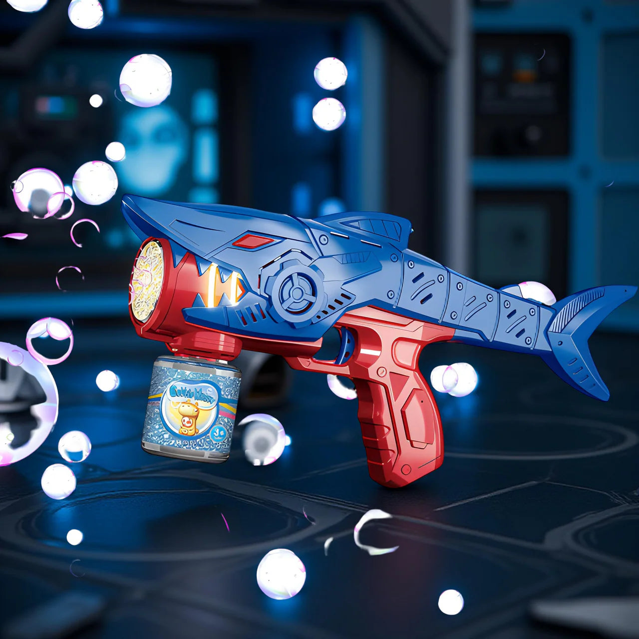 33-Hole Shark Bubble Gun with LED Lights