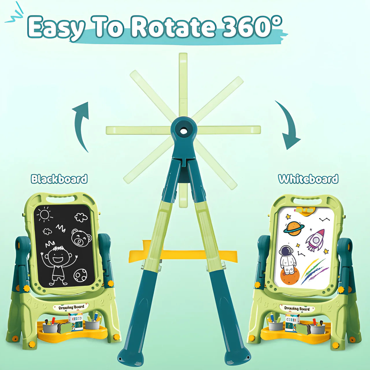 Astronomical Magnetic Easel Board - 2-in-1 Whiteboard & Chalkboard Drawing Set