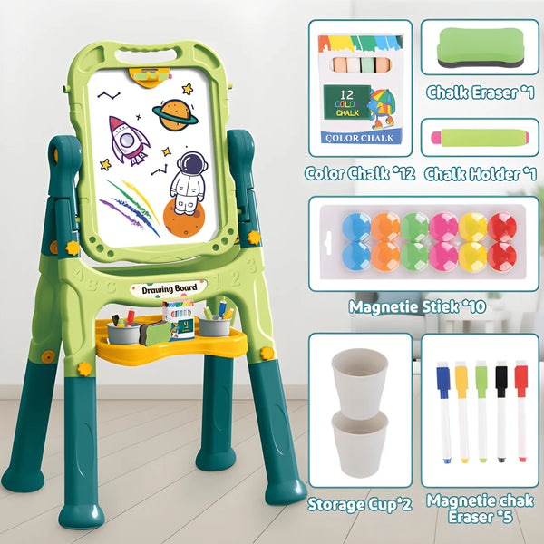 Astronomical Magnetic Easel Board - 2-in-1 Whiteboard & Chalkboard Drawing Set