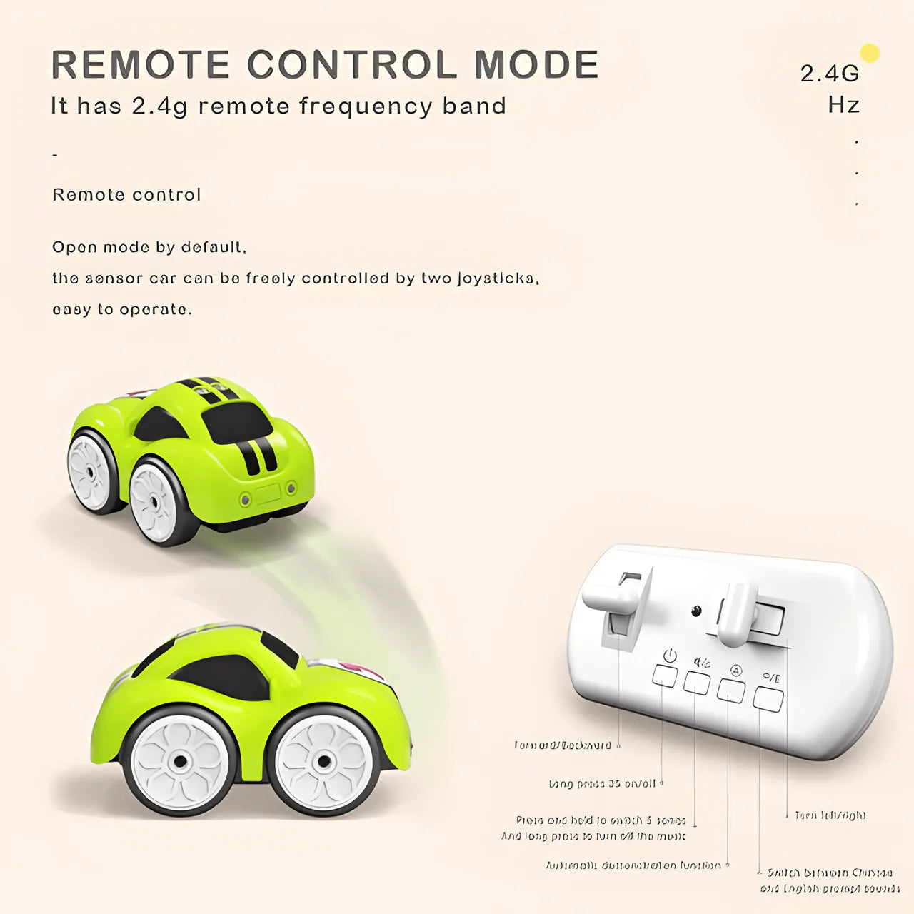Smart Mini RC Car - 2.4GHz Remote Control with Induction Sensor & Follow Mode