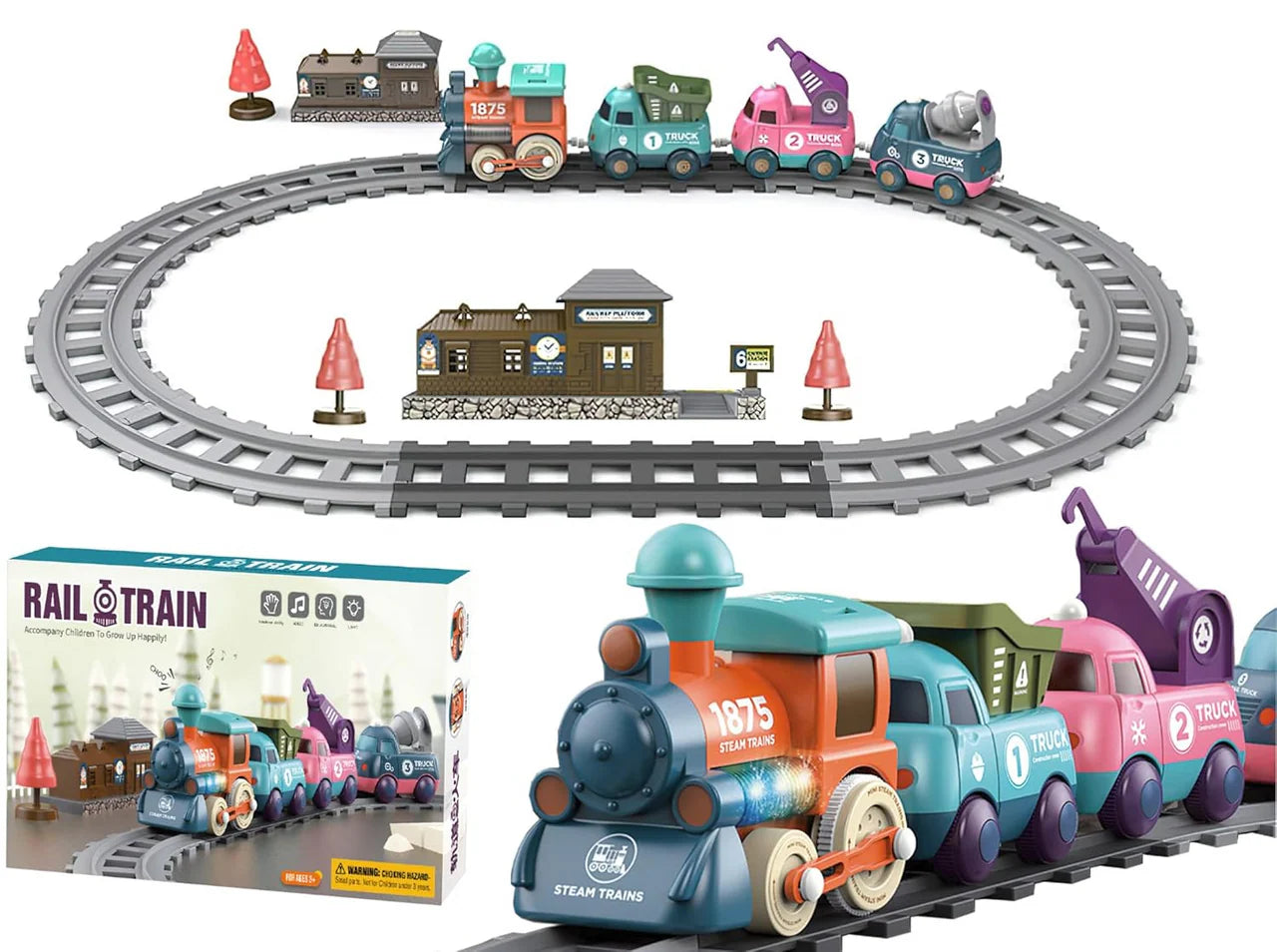 17-Piece Electric Train Track Set - Locomotive & Engineering Vehicles for Kids