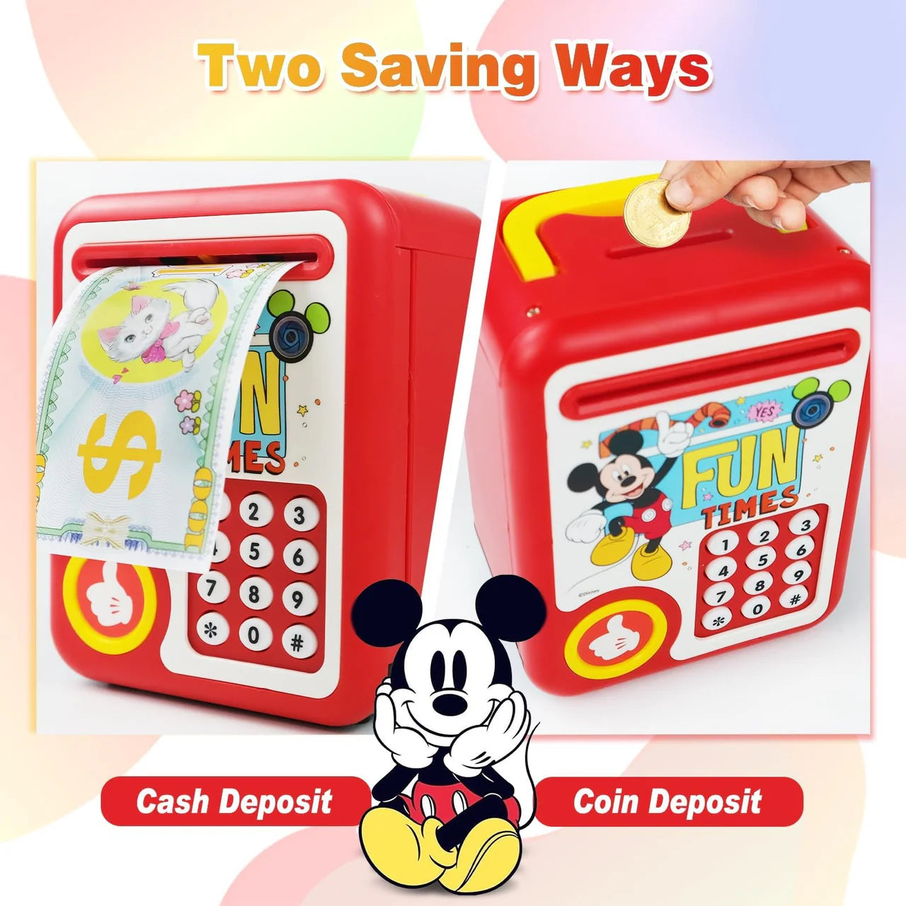 Mickey Mouse Piggy Bank - Kids Saving Money Box