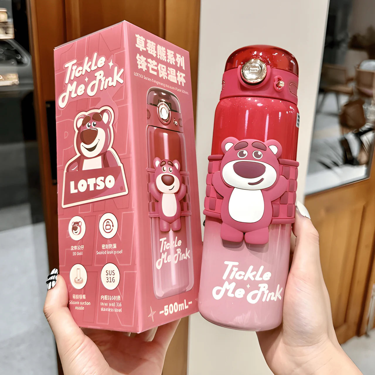 Tickle Me Pink Lotso Strawbear Hug Water Bottle ( Pack of 1 )