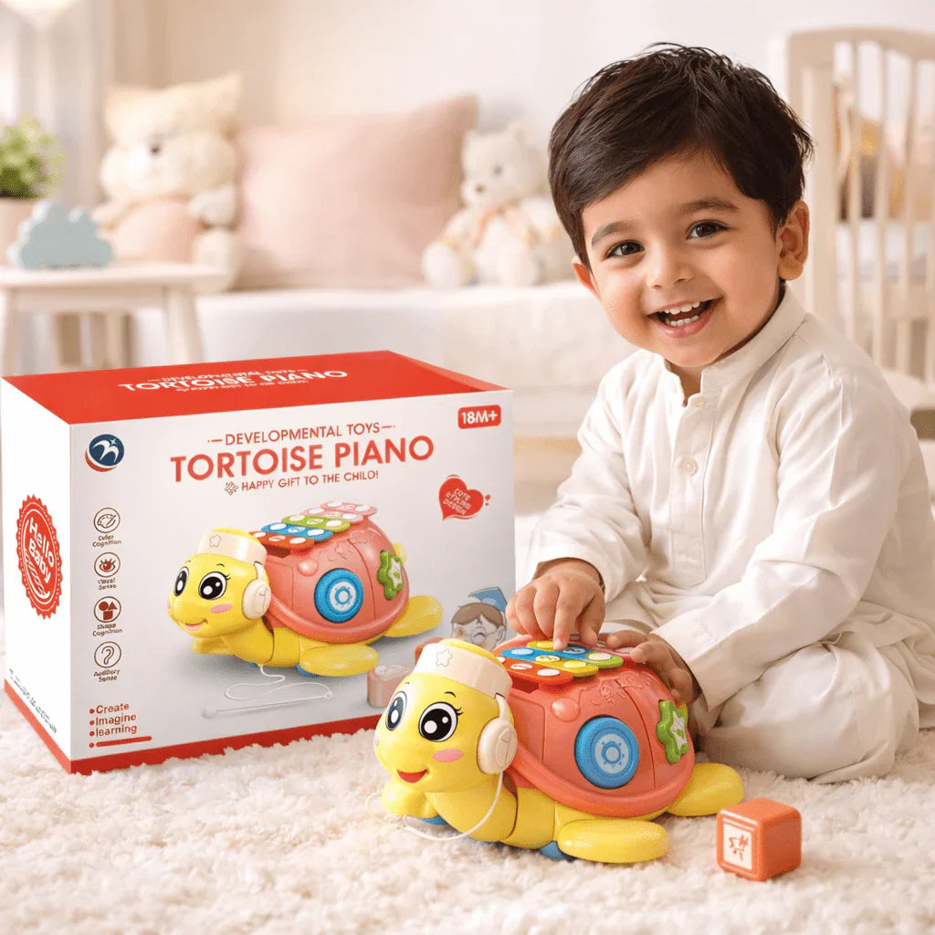 Musical Tortoise Piano Learning & for Babies – Light, Sound & Shape Activity Playset