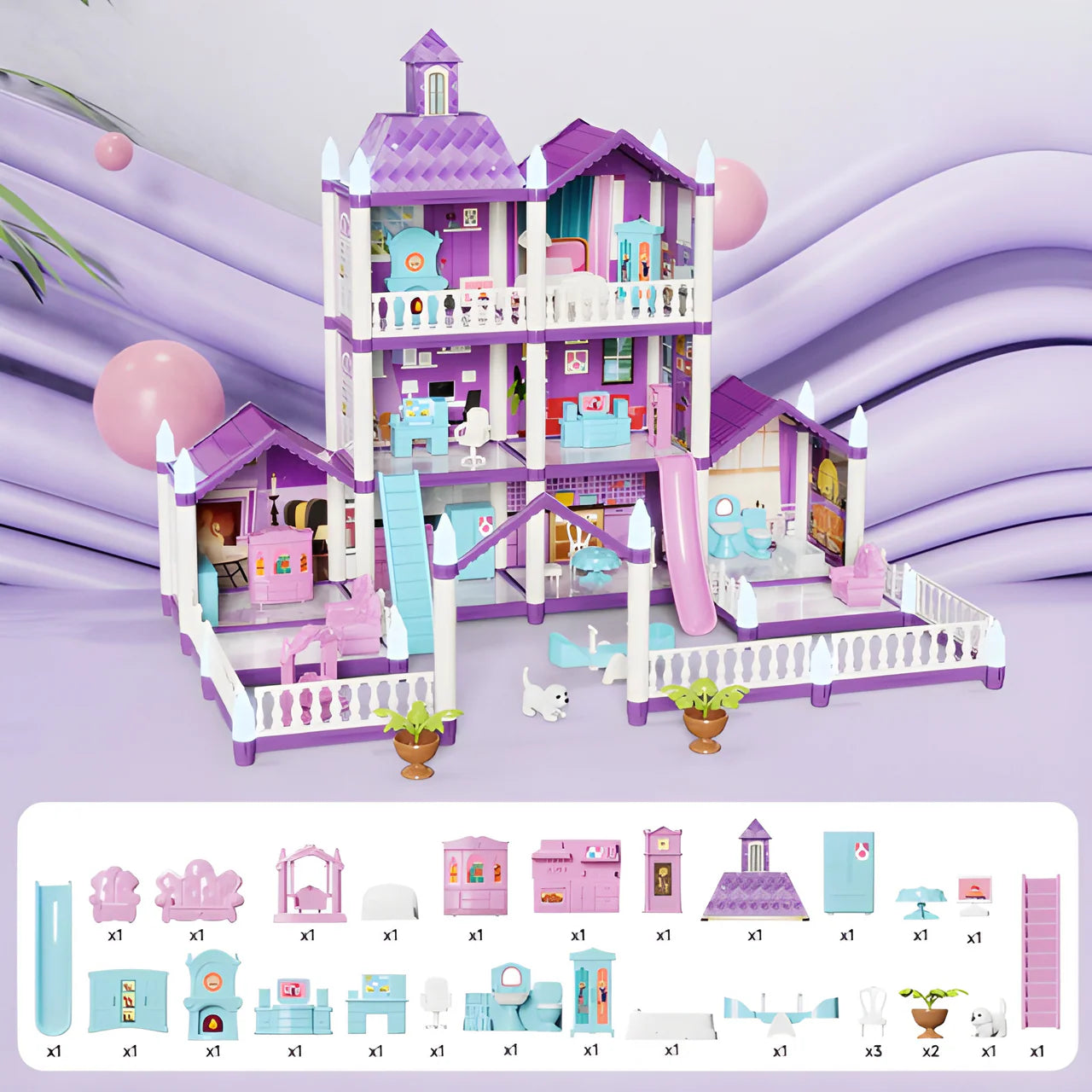 DIY Castle Villa Dollhouse for Girls - Build & Play Pretend Play Set