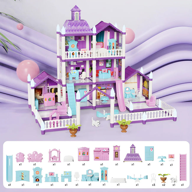 DIY Castle Villa Dollhouse for Girls - Build & Play Pretend Play Set Main Image