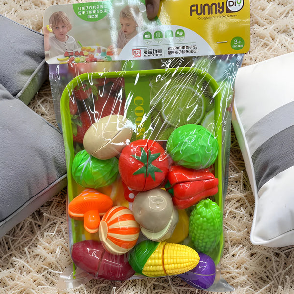 DIY Cutting Toy Vegetable & Fruit Playset for Kids