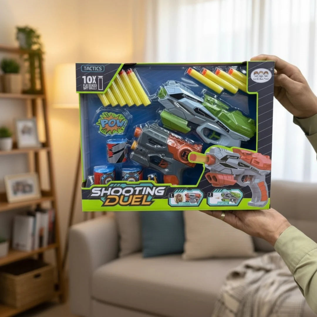 Shooting Dual Tactical Blaster Set – Triple Threat Foam Dart Battle Pack