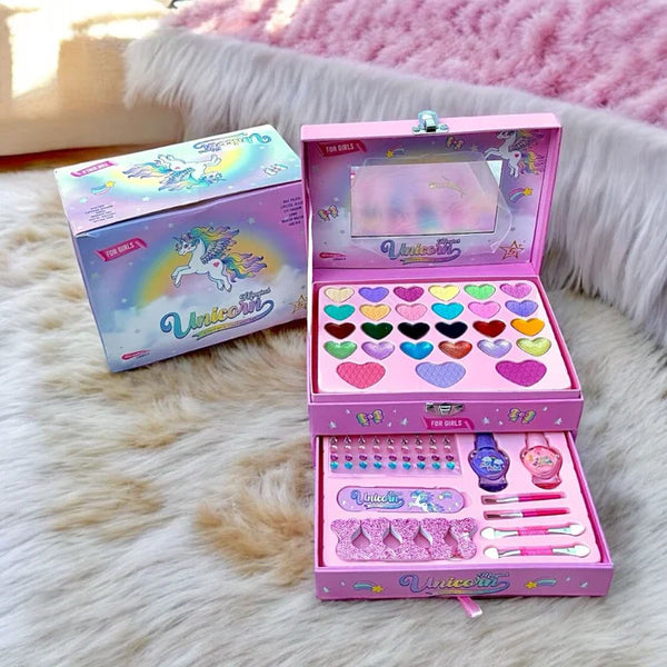 Magical Unicorn Makeup Kit for Kids - Washable Pretend Play Cosmetics Set