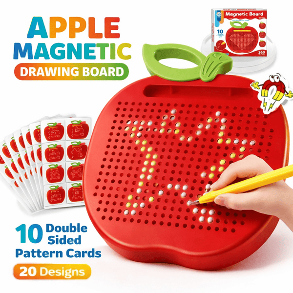 Magnetic Apple Drawing Board - Learning Board with 10 Pattern Cards for Kids