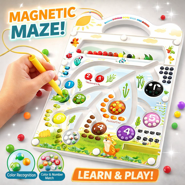 Magnetic Bead Maze Board - Educational Color & Number Sorting Toy for Kids Hover Image