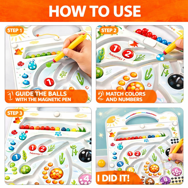 Magnetic Bead Maze Board - Educational Color & Number Sorting Toy for Kids Main Image
