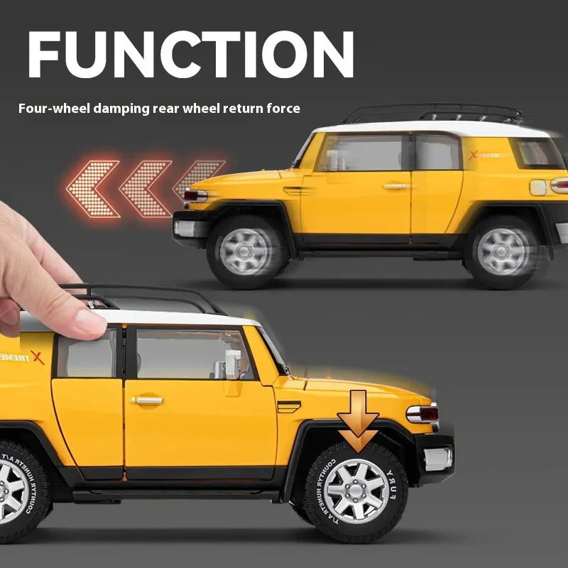 1:24 Scale Toyota FJ Cruiser Diecast Model - Metal Car with Lights & Pull-Back Action