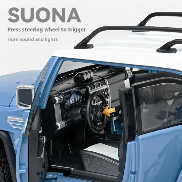 1:24 Scale Toyota FJ Cruiser Diecast Model - Metal Car with Lights & Pull-Back Action