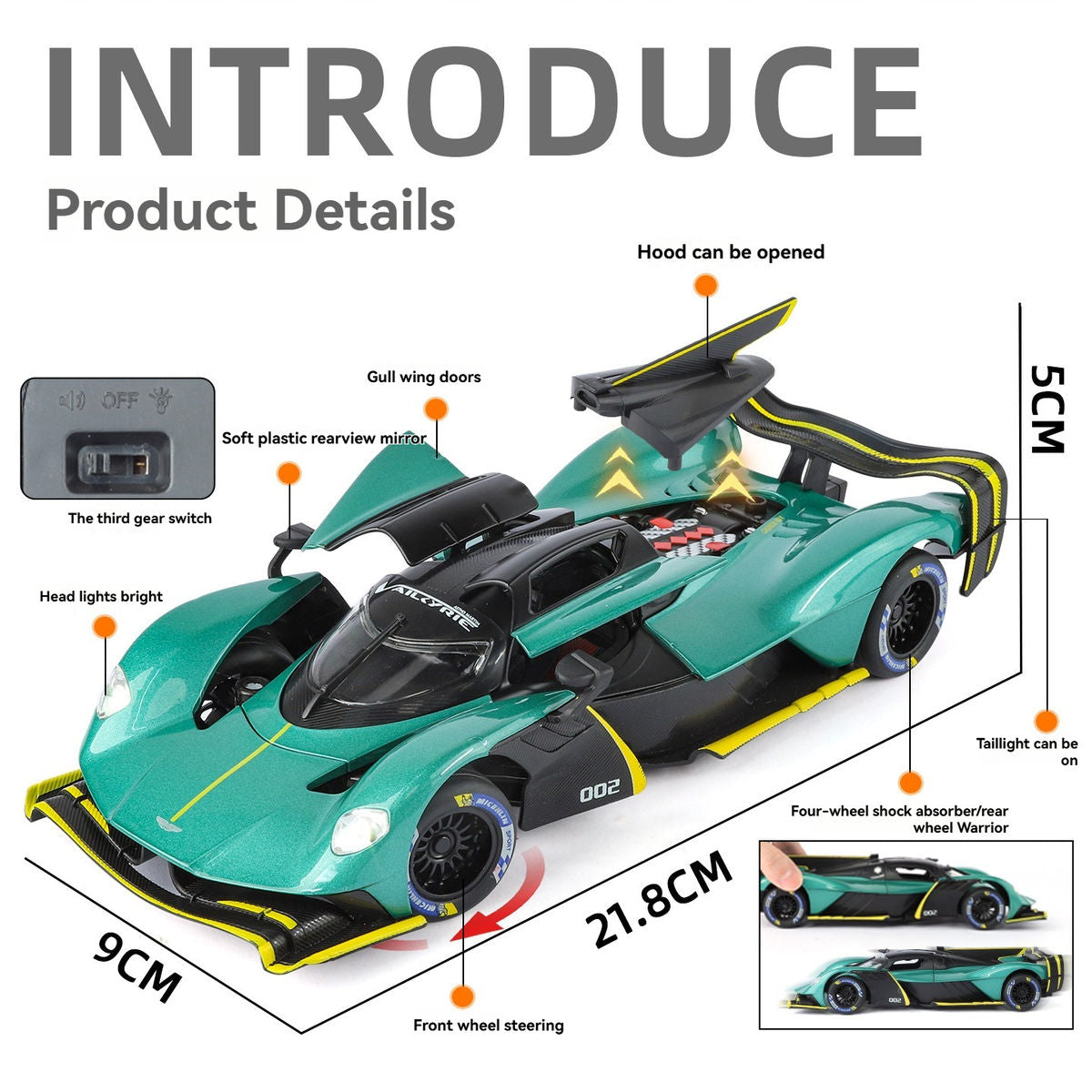 1:24 Scale Aston Martin Valkyrie Die-Cast Model - Alloy Hypercar
