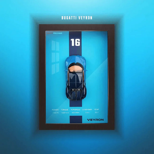 1:32 Scale Bugatti Die-Cast Model Car - Hypercar with 3D Wooden Frame Display Main Image