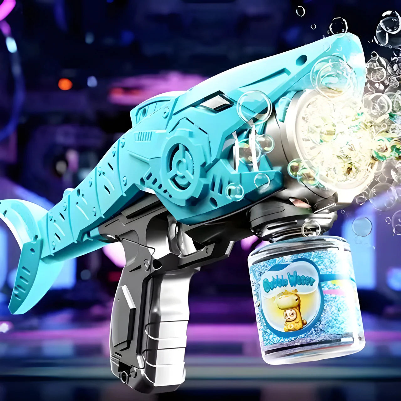 33-Hole Shark Bubble Gun with LED Lights