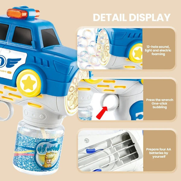 Police Car Bubble Blaster – Electric Bubble Gun for Kids