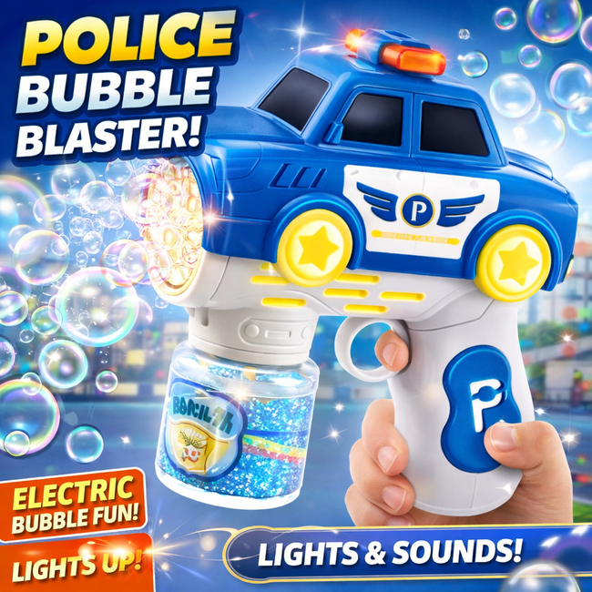 Police Car Bubble Blaster – Electric Bubble Gun for Kids Hover Image
