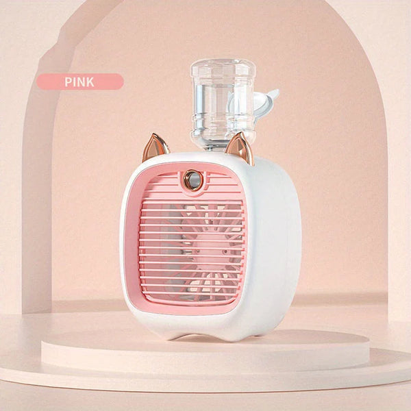 Portable Mini Air Conditioning Fan - Desk Misting Fan With 1200mAh Battery, USB Type-C Charging