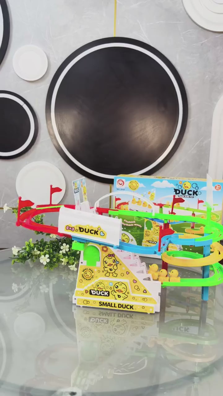 large Duck Climbing Stairs Track Slide Toy with Light & Music