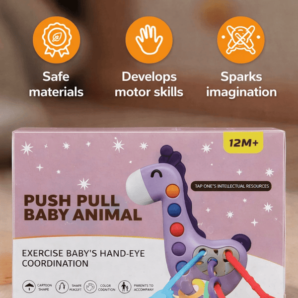 Pull & Sensory Giraffe Toy - Hand-Eye Coordination Trainer for Babies