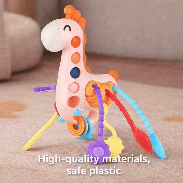 Pull & Sensory Giraffe Toy - Hand-Eye Coordination Trainer for Babies