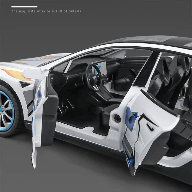 1:24 Scale Tesla Model 3 Die-Cast Model - Alloy Car with Lights & Sound