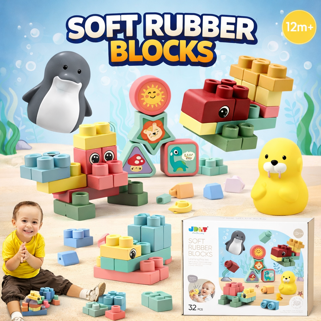 🧸 Soft Rubber Animal Building Blocks Set Main image