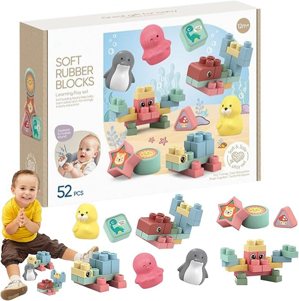 🧸 Soft Rubber Animal Building Blocks Set