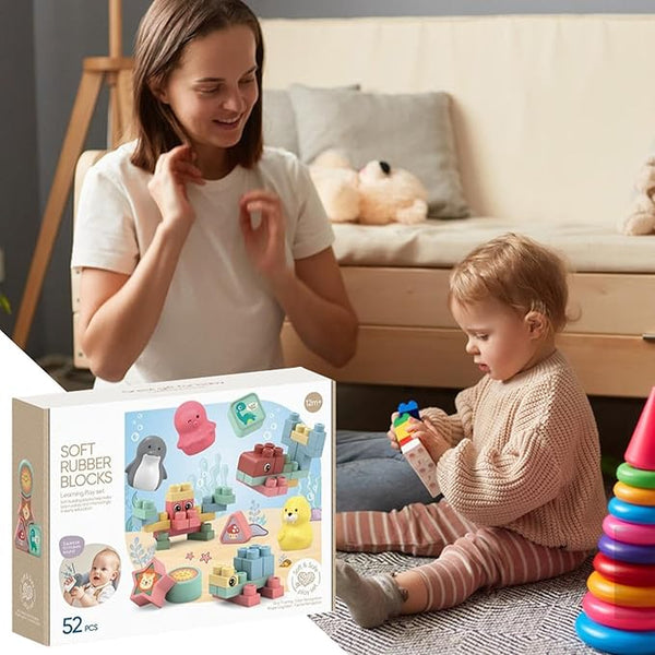 🧸 Soft Rubber Animal Building Blocks Set