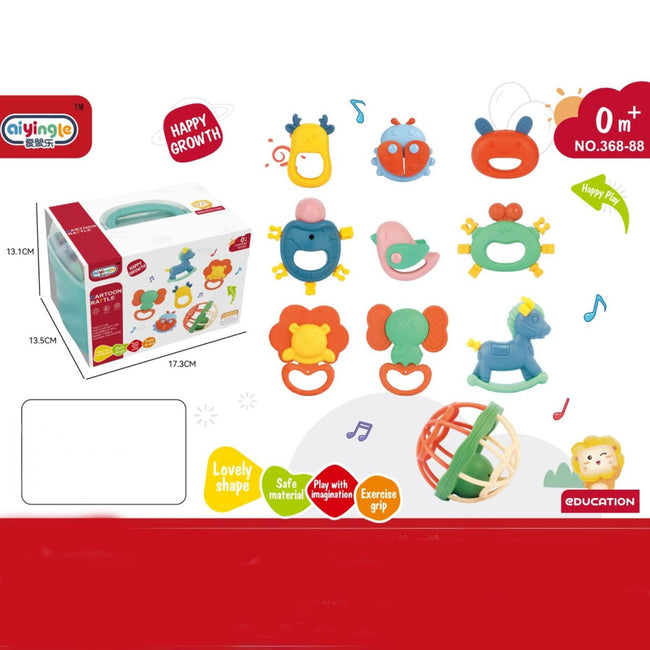 Premium Baby Rattles Gift Set - 5-Piece Newborn Toy Collection with Gift Box Hover Image