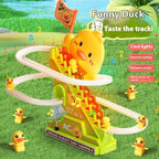 Electric Stair Climbing Duck Track Set - Musical Toy with Lights & Sound