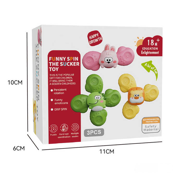 Pack of 3 Newborn Baby Rattle Spinners | Colorful Sensory Toys for Infants