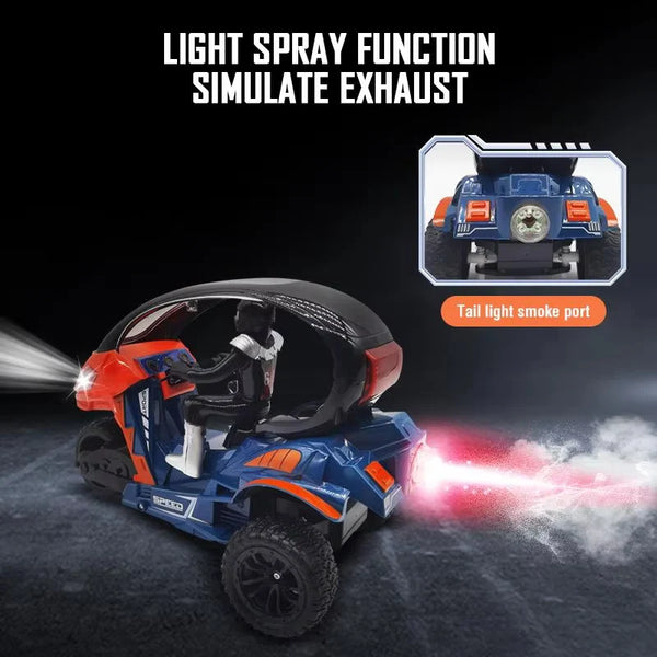 2.4GHz RC Stunt Motorcycle - Three-Wheel Remote Control Bike with Spray Effect