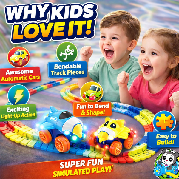 Universal Flex Track Set - 96-Piece DIY Racing Track with Light-Up Car